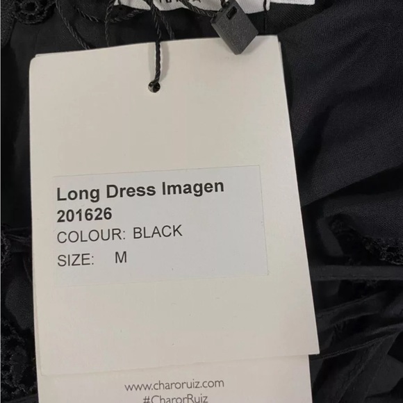 Charo Ruiz Ibiza Women's Black Imagen Lace-Trim Voile Maxi Dress Size M - Picture 6 of 8